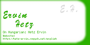 ervin hetz business card